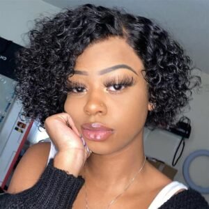 Short Curly Human Hair Wigs for Black Women 8inch