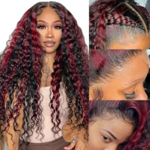 Burgundy Lace Front Wigs Human Hair 20Inch